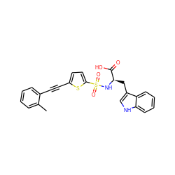 Cc1ccccc1C#Cc1ccc(S(=O)(=O)N[C@H](Cc2c[nH]c3ccccc23)C(=O)O)s1 ZINC000013797358