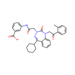 Cc1ccccc1C(=O)CN1C(=O)N(CC(=O)Nc2cccc(C(=O)O)c2)N=C(C2CCCCC2)c2ccccc21 ZINC000028655804