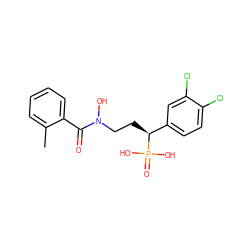 Cc1ccccc1C(=O)N(O)CC[C@@H](c1ccc(Cl)c(Cl)c1)P(=O)(O)O ZINC000096273651