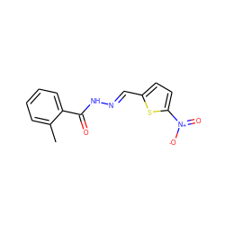 Cc1ccccc1C(=O)N/N=C/c1ccc([N+](=O)[O-])s1 ZINC000000282399