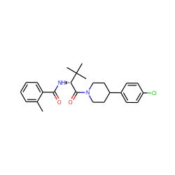 Cc1ccccc1C(=O)N[C@@H](C(=O)N1CCC(c2ccc(Cl)cc2)CC1)C(C)(C)C ZINC000095572777