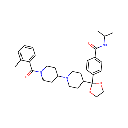 Cc1ccccc1C(=O)N1CCC(N2CCC(C3(c4ccc(C(=O)NC(C)C)cc4)OCCO3)CC2)CC1 ZINC000029480298