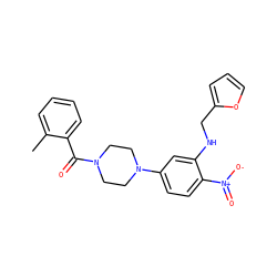 Cc1ccccc1C(=O)N1CCN(c2ccc([N+](=O)[O-])c(NCc3ccco3)c2)CC1 ZINC000004575230