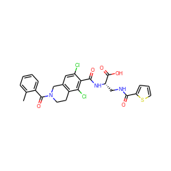 Cc1ccccc1C(=O)N1CCc2c(cc(Cl)c(C(=O)N[C@@H](CNC(=O)c3cccs3)C(=O)O)c2Cl)C1 ZINC000058583421