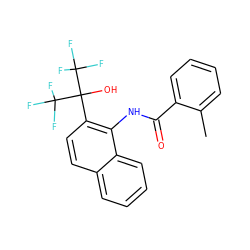 Cc1ccccc1C(=O)Nc1c(C(O)(C(F)(F)F)C(F)(F)F)ccc2ccccc12 ZINC000013489806