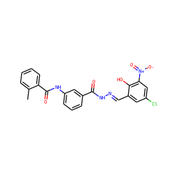 Cc1ccccc1C(=O)Nc1cccc(C(=O)N/N=C/c2cc(Cl)cc([N+](=O)[O-])c2O)c1 ZINC000013543989