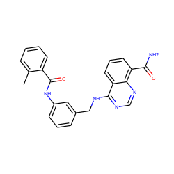 Cc1ccccc1C(=O)Nc1cccc(CNc2ncnc3c(C(N)=O)cccc23)c1 ZINC000114346618