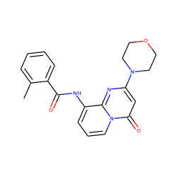 Cc1ccccc1C(=O)Nc1cccn2c(=O)cc(N3CCOCC3)nc12 ZINC000473130851