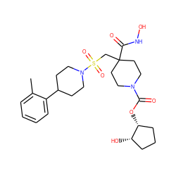 Cc1ccccc1C1CCN(S(=O)(=O)CC2(C(=O)NO)CCN(C(=O)O[C@@H]3CCC[C@@H]3O)CC2)CC1 ZINC000029040077