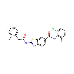 Cc1ccccc1CC(=O)Nc1nc2ccc(C(=O)Nc3c(C)cccc3Cl)cc2s1 ZINC000013533947