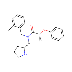 Cc1ccccc1CN(C[C@H]1CCCN1)C(=O)[C@@H](C)Oc1ccccc1 ZINC000040949692