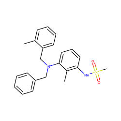 Cc1ccccc1CN(Cc1ccccc1)c1cccc(NS(C)(=O)=O)c1C ZINC000026291882