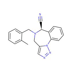 Cc1ccccc1CN1Cc2cnnn2-c2ccccc2[C@@H]1C#N ZINC000061942537