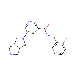 Cc1ccccc1CNC(=O)c1cncc(N2C[C@@H]3CNC[C@@H]3C2)c1 ZINC000073223501