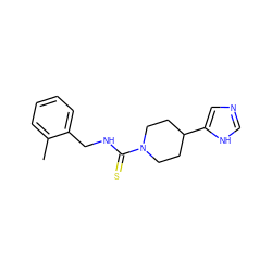 Cc1ccccc1CNC(=S)N1CCC(c2cnc[nH]2)CC1 ZINC000013808027