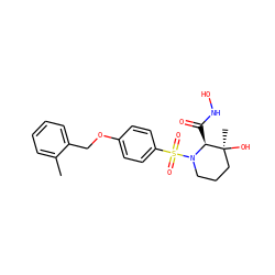 Cc1ccccc1COc1ccc(S(=O)(=O)N2CCC[C@](C)(O)[C@@H]2C(=O)NO)cc1 ZINC000165503153