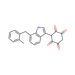 Cc1ccccc1Cc1cccc2c(C3C(=O)C(=O)CC(=O)C3=O)c[nH]c12 ZINC000100838238