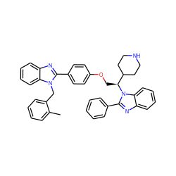 Cc1ccccc1Cn1c(-c2ccc(OC[C@@H](C3CCNCC3)n3c(-c4ccccc4)nc4ccccc43)cc2)nc2ccccc21 ZINC000146268623