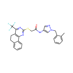 Cc1ccccc1Cn1cc(NC(=O)CSc2nc3c(c(C(F)(F)F)n2)CCc2ccccc2-3)cn1 ZINC000008829264