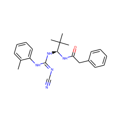 Cc1ccccc1N/C(=N\C#N)N[C@H](NC(=O)Cc1ccccc1)C(C)(C)C ZINC000040423596