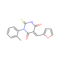 Cc1ccccc1N1C(=O)/C(=C/c2ccco2)C(=O)NC1=S ZINC000001300873