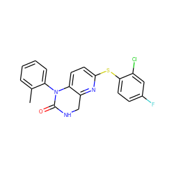 Cc1ccccc1N1C(=O)NCc2nc(Sc3ccc(F)cc3Cl)ccc21 ZINC000013587270