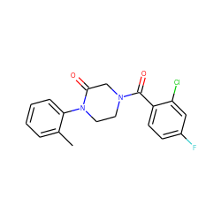 Cc1ccccc1N1CCN(C(=O)c2ccc(F)cc2Cl)CC1=O ZINC000059278077