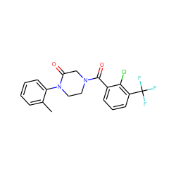 Cc1ccccc1N1CCN(C(=O)c2cccc(C(F)(F)F)c2Cl)CC1=O ZINC000059278071