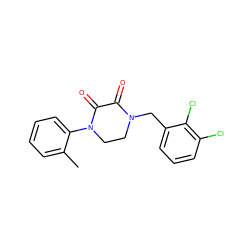 Cc1ccccc1N1CCN(Cc2cccc(Cl)c2Cl)C(=O)C1=O ZINC000095566116