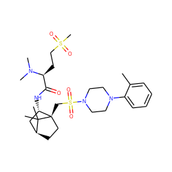 Cc1ccccc1N1CCN(S(=O)(=O)C[C@]23CC[C@@H](C[C@@H]2NC(=O)[C@H](CCS(C)(=O)=O)N(C)C)C3(C)C)CC1 ZINC000100740506