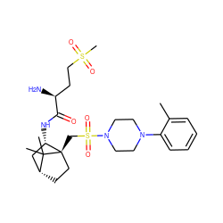 Cc1ccccc1N1CCN(S(=O)(=O)C[C@]23CC[C@H](C[C@@H]2NC(=O)[C@@H](N)CCS(C)(=O)=O)C3(C)C)CC1 ZINC000003923061