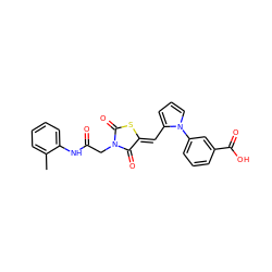 Cc1ccccc1NC(=O)CN1C(=O)S/C(=C\c2cccn2-c2cccc(C(=O)O)c2)C1=O ZINC000008451845