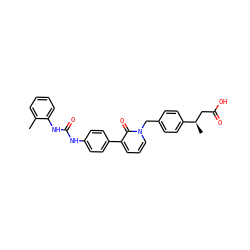 Cc1ccccc1NC(=O)Nc1ccc(-c2cccn(Cc3ccc([C@H](C)CC(=O)O)cc3)c2=O)cc1 ZINC000003939503