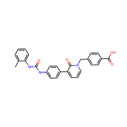 Cc1ccccc1NC(=O)Nc1ccc(-c2cccn(Cc3ccc(C(=O)O)cc3)c2=O)cc1 ZINC000014963413