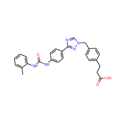 Cc1ccccc1NC(=O)Nc1ccc(-c2ncn(Cc3ccc(CCC(=O)O)cc3)n2)cc1 ZINC000014963376