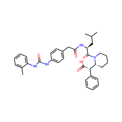 Cc1ccccc1NC(=O)Nc1ccc(CC(=O)N[C@@H](CC(C)C)C(=O)N2CCCC[C@@H]2[C@@H](C(=O)O)c2ccccc2)cc1 ZINC000026823026