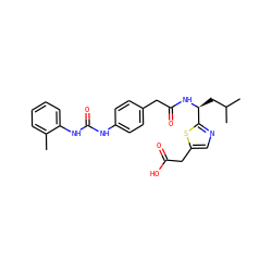 Cc1ccccc1NC(=O)Nc1ccc(CC(=O)N[C@@H](CC(C)C)c2ncc(CC(=O)O)s2)cc1 ZINC000026577006