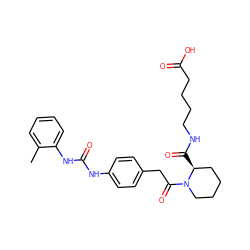 Cc1ccccc1NC(=O)Nc1ccc(CC(=O)N2CCCC[C@@H]2C(=O)NCCCCC(=O)O)cc1 ZINC000028363939