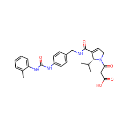 Cc1ccccc1NC(=O)Nc1ccc(CNC(=O)C2=CCN(C(=O)CC(=O)O)[C@@H]2C(C)C)cc1 ZINC000473107460