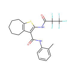 Cc1ccccc1NC(=O)c1c(NC(=O)C(F)(F)C(F)(F)F)sc2c1CCCCC2 ZINC001772618526