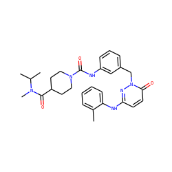 Cc1ccccc1Nc1ccc(=O)n(Cc2cccc(NC(=O)N3CCC(C(=O)N(C)C(C)C)CC3)c2)n1 ZINC000096903297