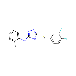 Cc1ccccc1Nc1nnc(SCc2ccc(F)c(F)c2)[nH]1 ZINC000014964078