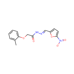 Cc1ccccc1OCC(=O)N/N=C/c1ccc([N+](=O)[O-])o1 ZINC000000546872