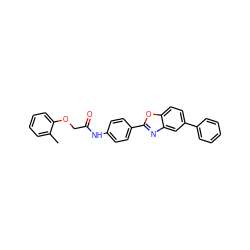 Cc1ccccc1OCC(=O)Nc1ccc(-c2nc3cc(-c4ccccc4)ccc3o2)cc1 ZINC000029049288