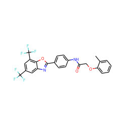 Cc1ccccc1OCC(=O)Nc1ccc(-c2nc3cc(C(F)(F)F)cc(C(F)(F)F)c3o2)cc1 ZINC000029048344