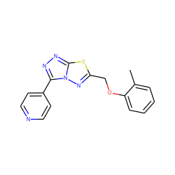 Cc1ccccc1OCc1nn2c(-c3ccncc3)nnc2s1 ZINC000001016533