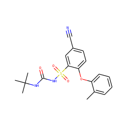 Cc1ccccc1Oc1ccc(C#N)cc1S(=O)(=O)NC(=O)NC(C)(C)C ZINC000096272712