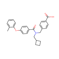 Cc1ccccc1Oc1ccc(C(=O)N(Cc2ccc(C(=O)O)cc2)CC2CCC2)cc1 ZINC000584598192