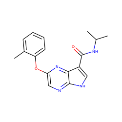 Cc1ccccc1Oc1cnc2[nH]cc(C(=O)NC(C)C)c2n1 ZINC000096269461