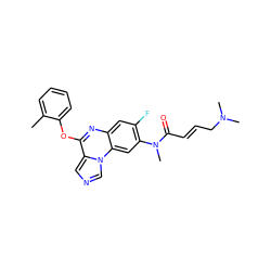 Cc1ccccc1Oc1nc2cc(F)c(N(C)C(=O)/C=C/CN(C)C)cc2n2cncc12 ZINC000073142029